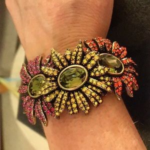 Heidi Daus Vintage Swarovski Brights Gerber Daisies Cuff Bracelet